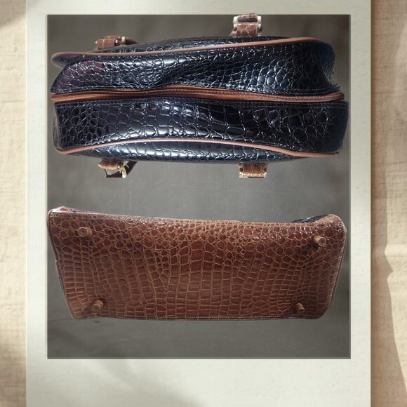 Samantha Brown Croco Black Brown Weekender Bag | Carryon Luggage | Makeup Case - Picture 3 of 7